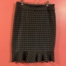 Sunny Leigh Womens Ruffle Skirt Mermaid Size 4 Stretch Black and White