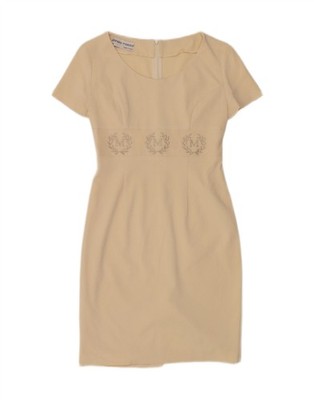 DANIELA MASSA Womens Graphic Sheath Dress IT 42 Medium Yellow Acrylic WZ12