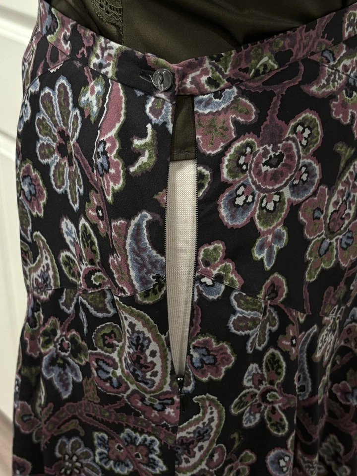 Falda midi vintage años 90 Jones New York seda para mujer 14 cachemira floral grunge boho Foto 4 de 4