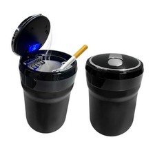 Car Ashtray, Smokeless Cylinder Cup Holder Ash Tray Auto Portable Large Black