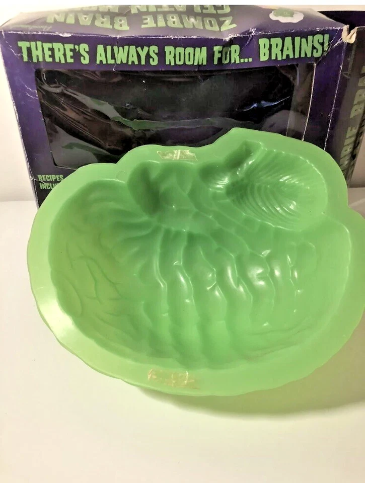僵尸脑果冻模具万圣节明胶制造商绿色食谱盒霓虹绿 — 第 4/4 张图片