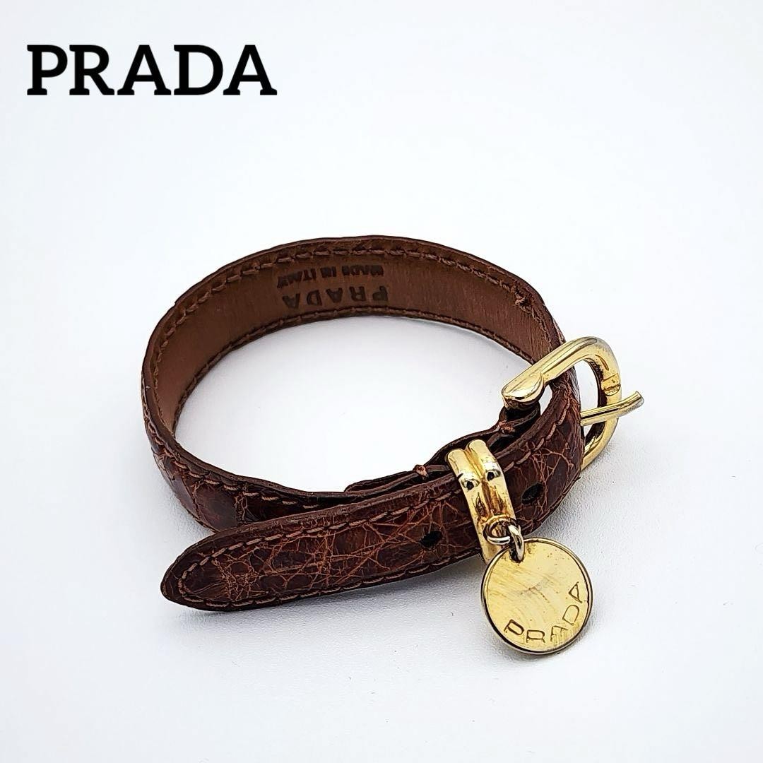 PRADA Crocodile Bracelets Bangles Brown With Roun… - image 11