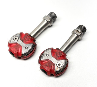 Clipless Speedplay Zero Road Bike Pedals Pair Metal Red/Silver 9/16 in 59mm