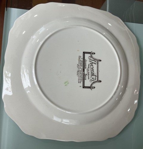 Set 8 Vintage Johnson Bros Sheraton 7-3/4" Square Salad Plates Floral England - Picture 12 of 13