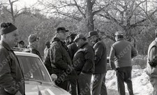 sl42 Negative 1980's Strike Portest  Group Men Car Snow Winter 927a