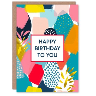 Colourful Abstract Collage Birthday Card for Him or Her 5x7 inch