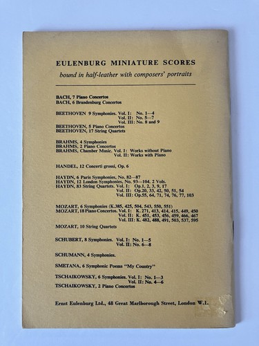 1968 Edition Eulenburg No. 71 Mozart Clarinet Quintet A Major K. 581 Paperback - Picture 2 of 8