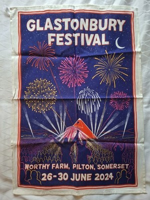 *** Original Glastonbury Festival 2024 Cotton Tea Towel ***