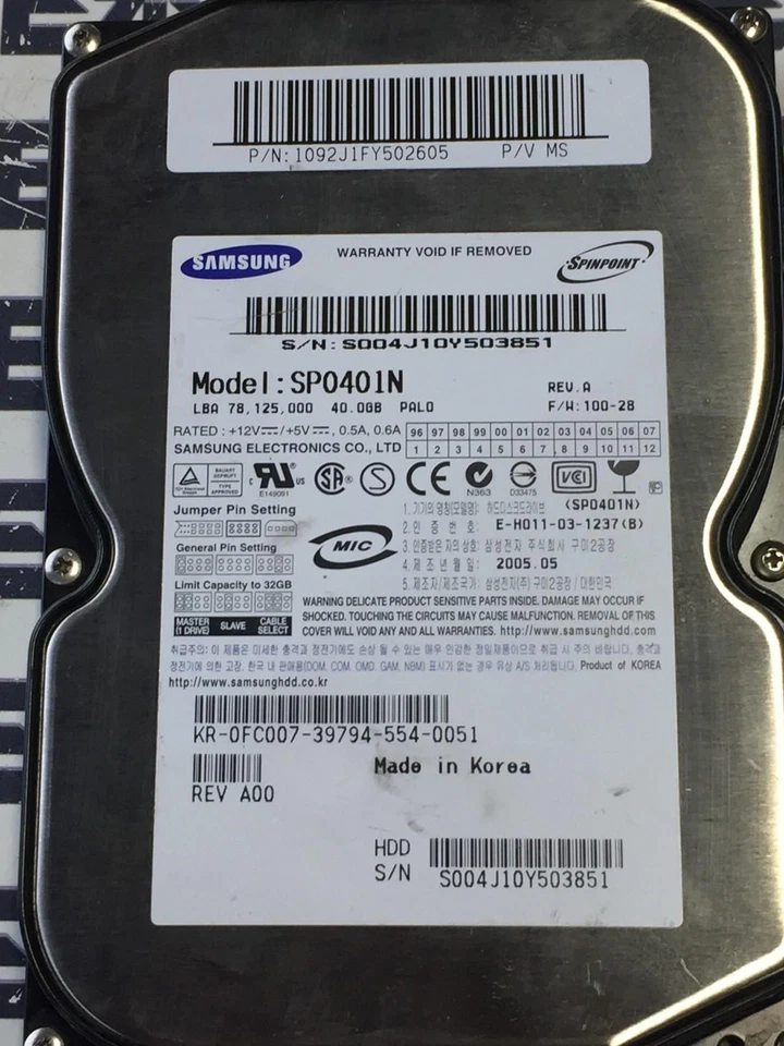 Samsung SP0401N REV.A Spinpoint Hard Drive 40GB - Image 2 of 4