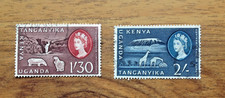 Kenya, Uganda and Tanganyika 1960 QE2 1/30 & 2/ Used Stamps. Free UK Postage