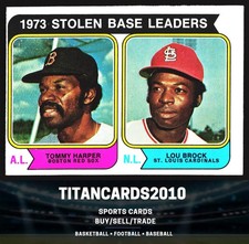 Tommy Harper/ Lou Brock 1973 Topps '73 Stolen Bases Red Sox Cardinals #204