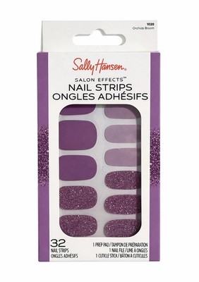 Sally Hansen Salon Effects Nail Strips Orchid Bloom Purple Glitter Nail Art Wrap