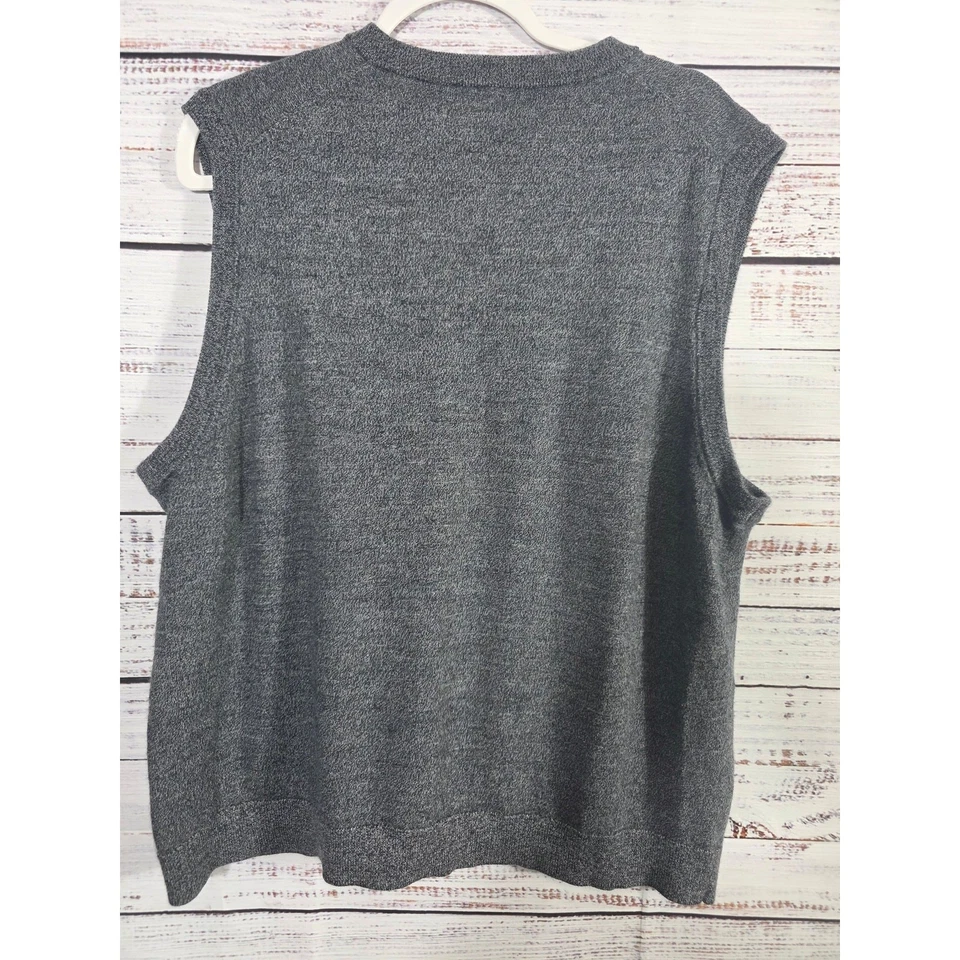  Hart Schaffner Marx 3XB Extra Fine Merino Wool Gray V-Neck Sweater Vest BigTall - Image 2 of 2
