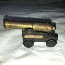 Vintage Copper, Cast-Iron Miniature War Cannon 3  - Souvenir
