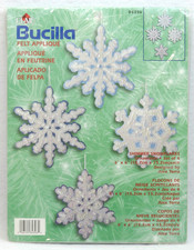 Vintage Bucilla 84396 Shimmer Snowflakes Felt Ornament Kit Set of 4