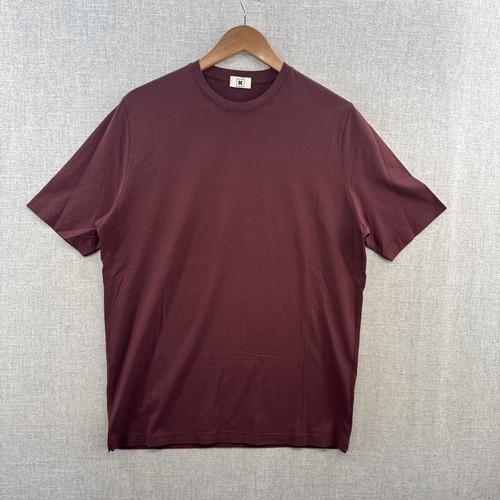 Kiton KIRED Crepe Cotton T Shirt Mens 52 Red Maroon Short Sleeve Casual Italy