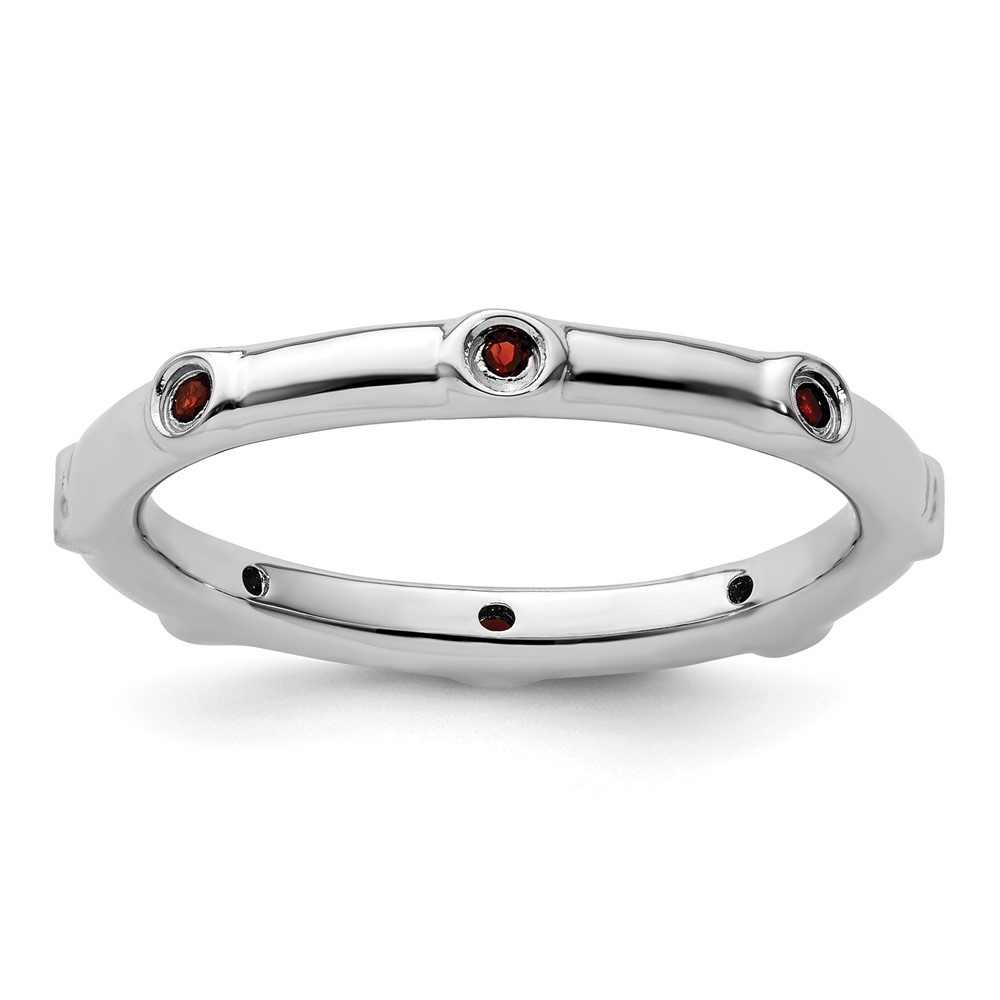 925 Sterling Silver Stackable Expressions Garnet Ring Size 6
