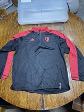 Indiana Hoosiers Sweatshirt Mens M Black Red Adidas Climalite 1/4 Zip Pullover