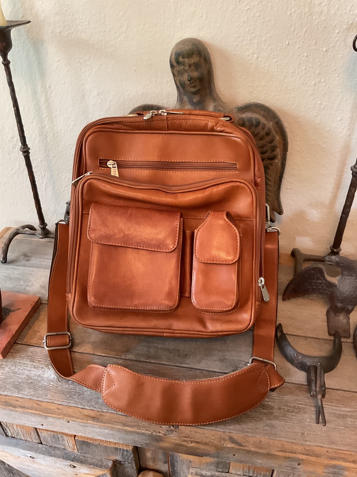Piel leather travel bag saddle brown business iPad small lap