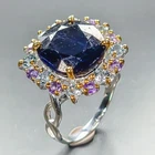Handmade 11 ct+ Blue Sapphire Ring 925 Sterling Silver Size 7.5 /R464230