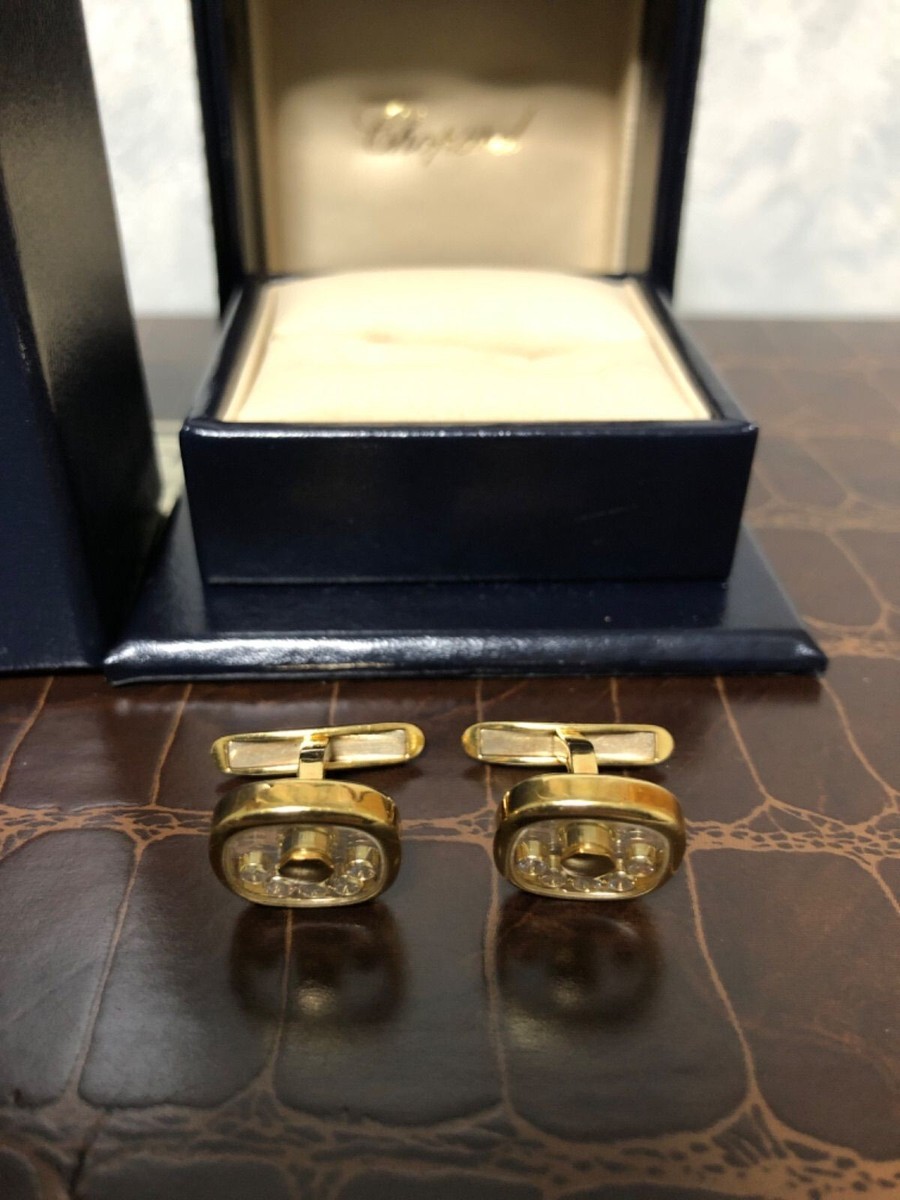 Authentic Chopard Happy Diamond Cufflinks 18k Gold With