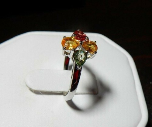 Size 7 Genuine Rainbow Sapphire Sterling Silver Ring 1.36ct - Picture 4 of 11