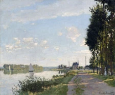 ARGENTEUIL 1872 RIVER SAILBOAT HOUSE FRANCE PAINTING BY CLAUDE MONET REPRO