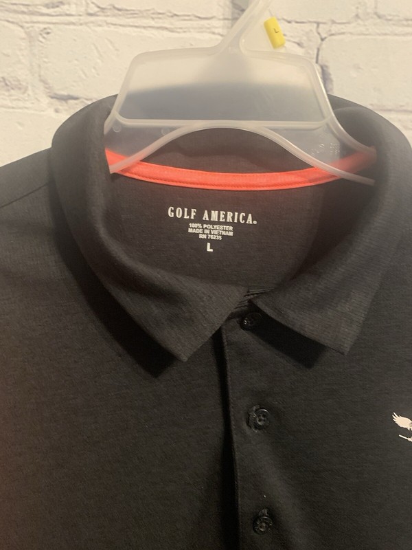 Golf America Men’s Large Black  Long Sleeve Shirt Collar New