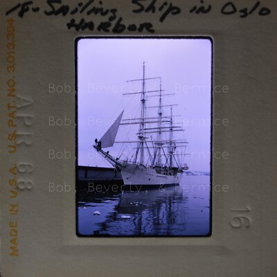 Vintage 35mm Slide Photo   Sailing Ship Harbor Fjord Oslo Norway   1968