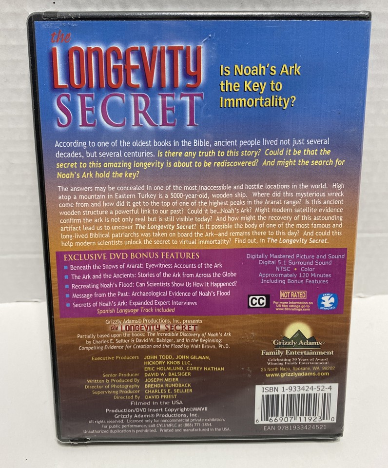 The Longevity Secret DVD Noah's Ark Key to Immortality Family ...