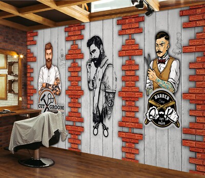 3D Different J944 Hair Cut Barber Shop Wallpaper Mural Wall Print Murals Erin