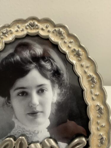 Vintage S-Sonnenblume Hase Kaninchen Osterei Form Emaille Foto Bilderrahmen 4” x 6” - Bild 3 von 8