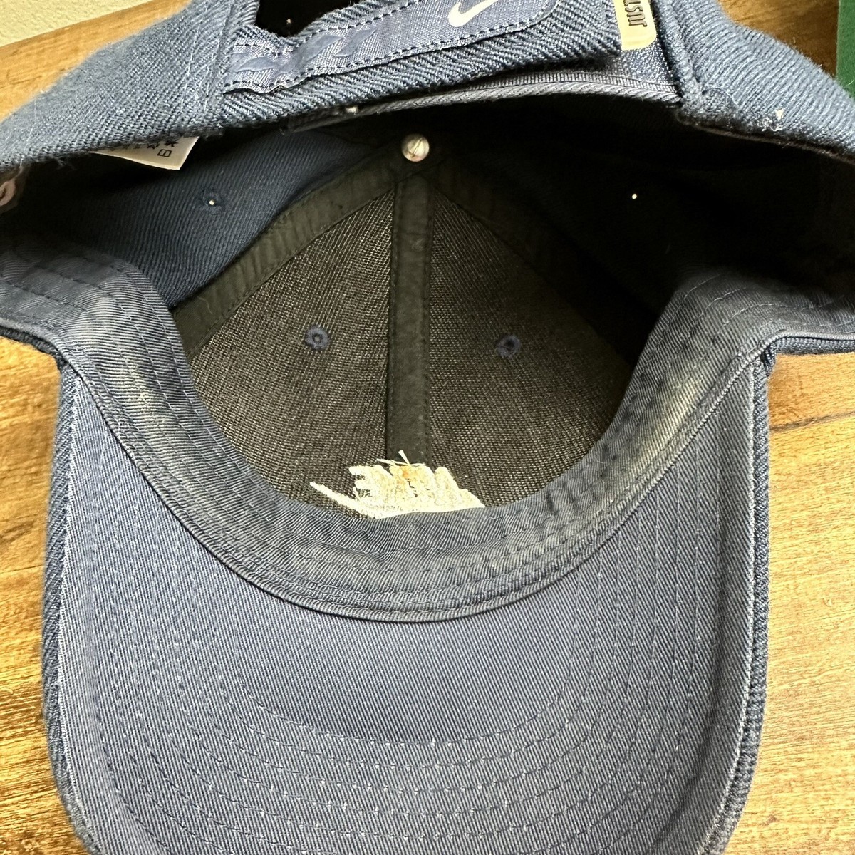 Vintage Nike Hat Ball Cap Navy Blue Swoosh Nike Logo Grey Tag Wool