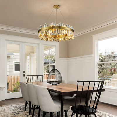 ゴールドシリーズコレクション2 Modern Crystal Chandelier 16 Lights Brass Gold round 2-Tier K9