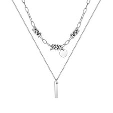 Collares colgantes de cadena en capas con barra vertical para hombre collares de cadena cubana