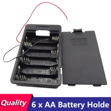 6 x AA Battery Holder Case Box Enclosed Closed 9V with Connection Wire Cable