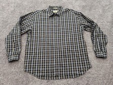 Eddie Bauer Button Up Shirt Men's XL Plaid Black Long Sleeves Wrinkle Resistant