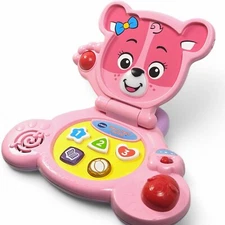 Vtech Bear's Baby Laptop Pink Interactive Learning Toy Shapes Numbers TESTED
