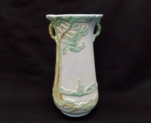 Scarce Extra Large 13" 1920's Weller Scenic Tree Meadow Pattern Art Pottery Vase