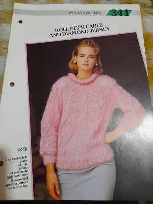Damen Strickmuster Rollkragen Zopfmuster und Rauten Jersey