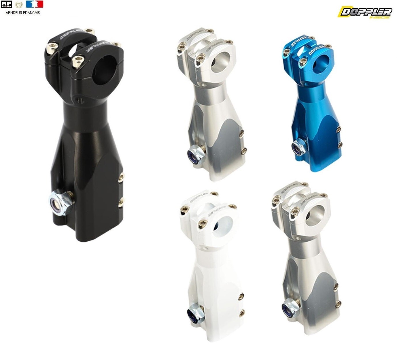 Potence de guidon Ø22 Doppler en aluminium usiné CNC pour Peugeot Speedfight 3 et 4 50