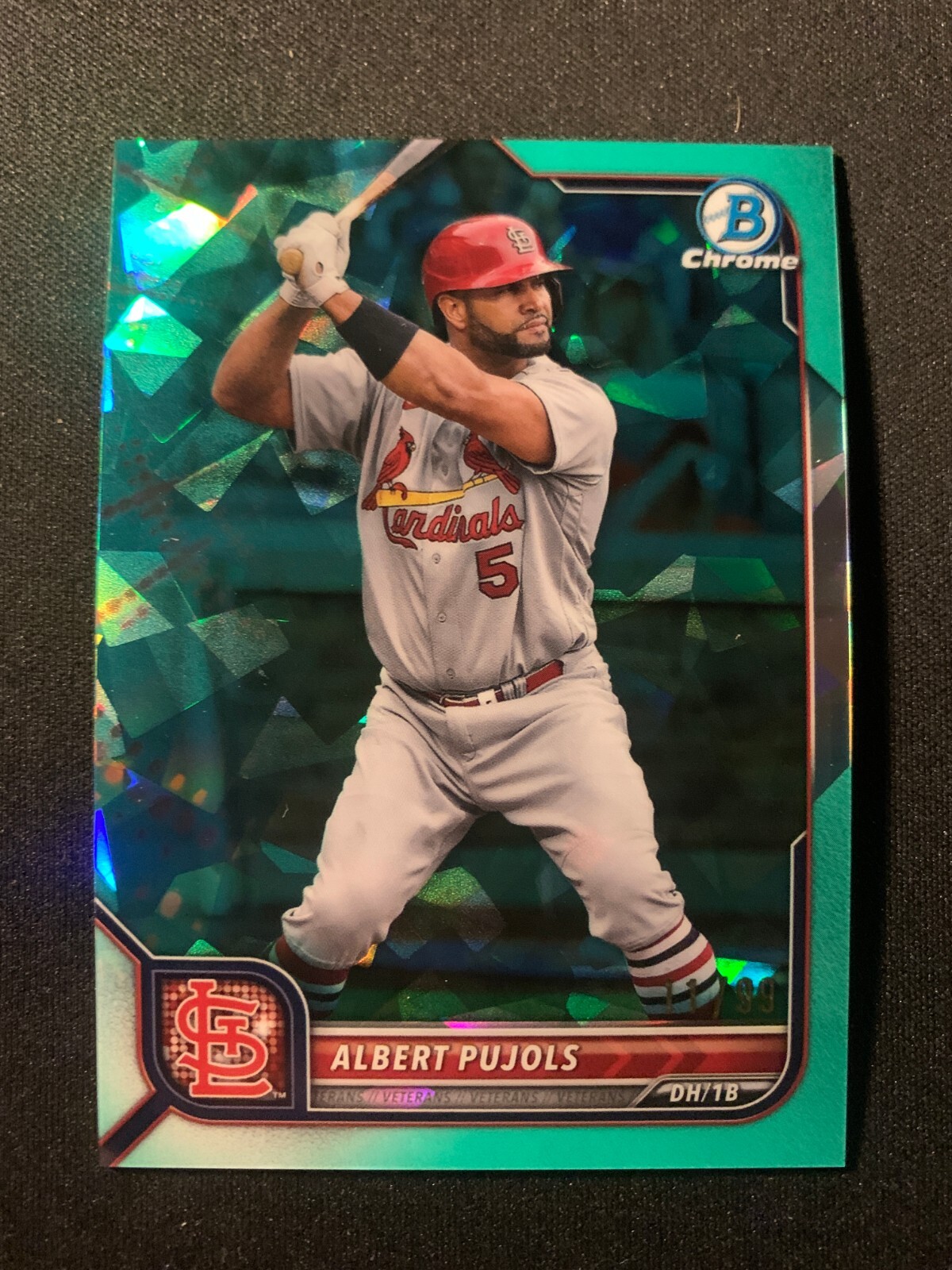 ALBERT PUJOLS #28 - 2022 BOWMAN CHROME SAPPHIRE - AQUA REFRACTOR /99