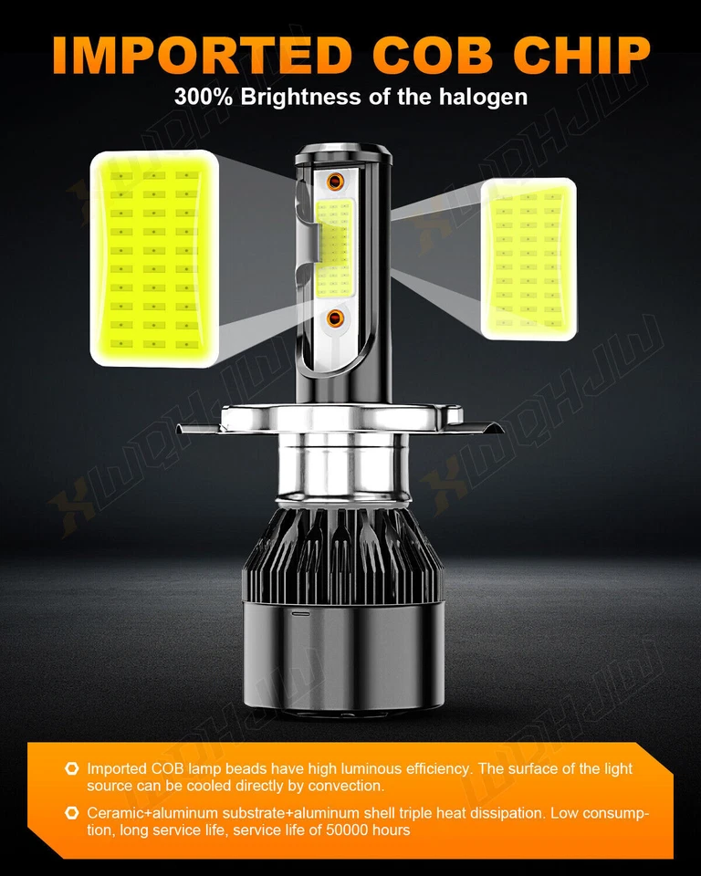 FOR 1993-2007 KAWASAKI KLR650/Concours 1000 HEADLIGHT LED BULB 100W 2000LM IP68 - Image 4 of 4