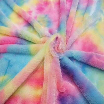 PV Rainbow Plush Fabric Gradient Warm Coat Toy Cushion Craft Sewing By Metre DIY