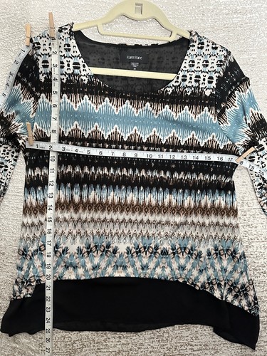 Top con dobladillo de contraste en capas KarenKane talla M (talla 8/10) negro azulado blanco marrón - Imagen 11 de 12