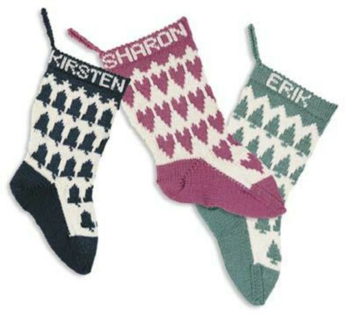 Knitting pattern copy 0991.  Personalised Christmas stockings.  Three designs - 第 1/1 張圖片