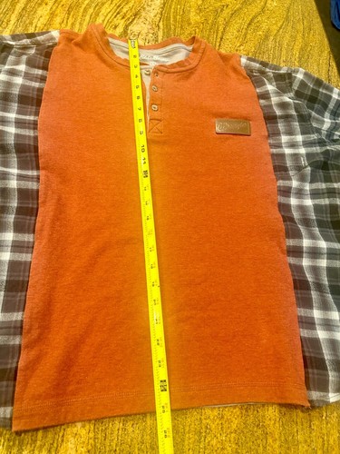 Eddie Bauer Wrangler Lg Color block Orange and Flannel Shirt - Picture 4 of 8