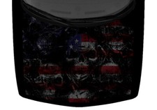 USA Flag Black Skulls Grunge Abstract Truck Hood Wrap Vinyl Car Decal Graphic