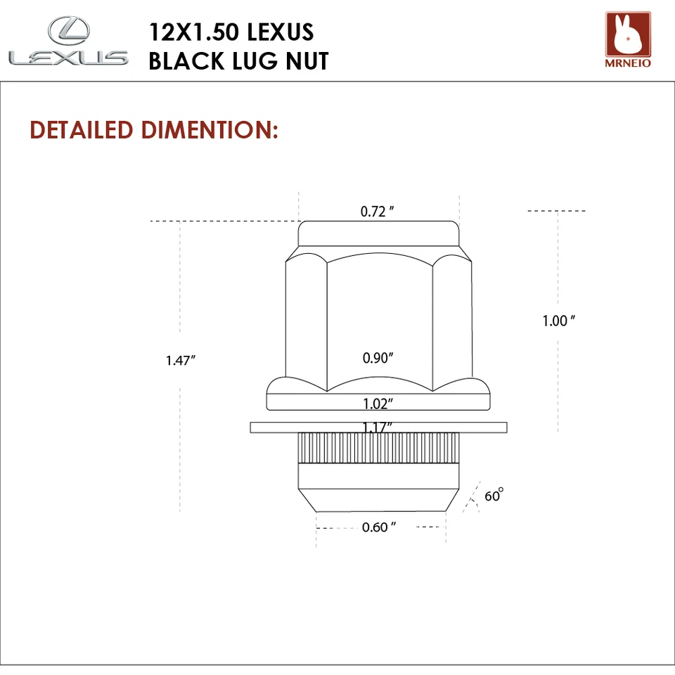 20PC 12X1.5 LEXUS IS250/IS300/IS350/ISF/LS350 BLACK MAG LUG NUT FIT STOCK WHEEL - Image 2 of 3