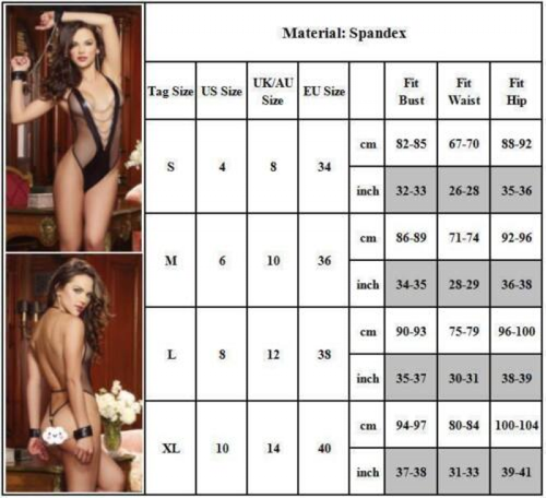 Body donna manette catene maglia effetto bagnato biancheria intima sexy da notte - Foto 3 di 9